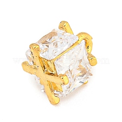 Placage de crémaillère en laiton micro pavé breloques en zircone cubique claire&nbsp;KK-P277-43G