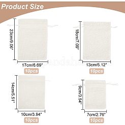 40 Stück 4 Größen Polyester-Imitat Sackleinen Verpackungsbeutel Kordelzugbeutel&nbsp;ABAG-NB0001-66