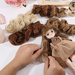 4 Stück Puppenhaare aus Hochtemperaturfaser in 4 Farben&nbsp;DIY-GL0006-26