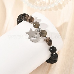 Braccialetti elasticizzati rotondi da 8.5 mm con perline di quarzo fumé naturale&nbsp;BJEW-JB14299