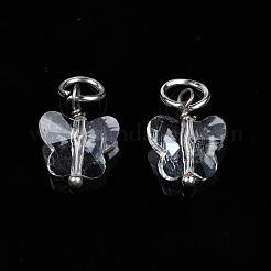 Facettierte Anhänger aus transparentem Glas&nbsp;GLAA-T024-06M