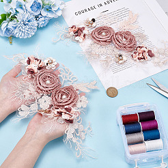 2 Stück Blumen-Stickgarn aus Polyester zum Aufbügeln/Aufnähen&nbsp;DIY-ME0001-67B