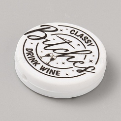 Rotondo piatto con perline focali in silicone stampato ecologico per uso alimentare&nbsp;LS-SIL-SZC0008-07C