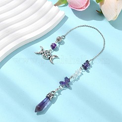 Spitze facettierte Kugel natürliche Amethyst & Opalit Chip Wünschelrute Pendel&nbsp;PALLOY-JF03067