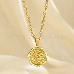 Collane con ciondolo a forma di fiore in rilievo in acciaio inossidabile 304 per donna&nbsp;WG4082C-01