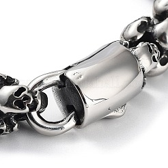Braccialetti vintage in acciaio inossidabile 304 con maglie 3d a forma di teschi per uomo e donna&nbsp;BJEW-D031-26AS