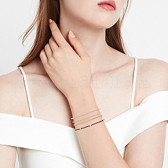 24 Stück 4 Farben Edelstahl Satellitenketten Stretch-Armbänder Set für Frauen&nbsp;BJEW-UN0001-36