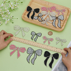 14 Stück 7 Stile Bowknot-Strass mit Plastikperlen-Stoffflicken&nbsp;PATC-FG0002-62
