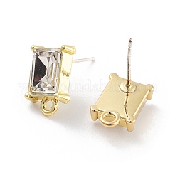 Accessori per orecchini a bottone con strass in vetro e lega&nbsp;FIND-U006-12G-02