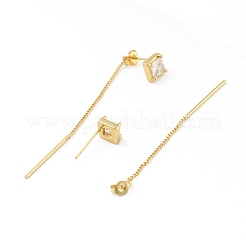 Rhombus aus klarem Zirkonia mit Quaste vorne hinten Ohrstecker&nbsp;EJEW-B013-14