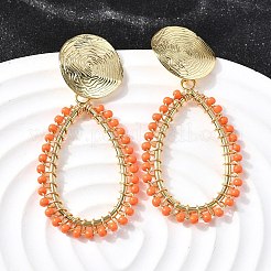 Aretes colgantes de latón con forma de lágrima&nbsp;EJEW-S261-04G
