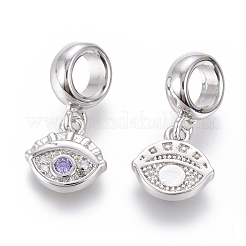 Charms pendenti europei in ottone con micro pavé di zirconi cubici&nbsp;ZIRC-G153-05P