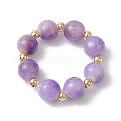5 Stück 5 Stile natürlicher weißer Jade & indischer Achat & Lapislazuli & roter Aventurin & Opalit Stretchringe&nbsp;RJEW-JR00760