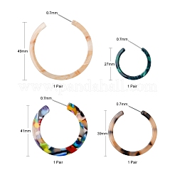 4 par de pendientes de medio aro de acetato de celulosa (resina) de 4 estilos para mujer&nbsp;EJEW-FS0001-02