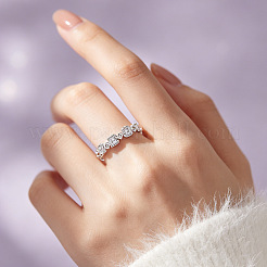 Messing Micro Pave Zirkonia Manschette offene Ringe&nbsp;WG41935-01