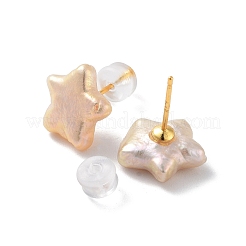Orecchini a bottone con perle naturali stellate da donna&nbsp;EJEW-E303-17G