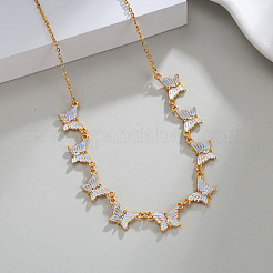 Collares multicolgantes de mariposa con cristales y rhinestone de acero inoxidable 304 para mujer&nbsp;WG50282-01