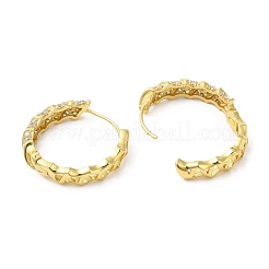 Orecchini a cerchio da donna in ottone placcato a cremagliera con pavé di zirconi cubici&nbsp;EJEW-D059-20G