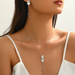 Conjunto de collar largo y pendientes de acero inoxidable 201 con forma de corazón para mujer.&nbsp;AF6640