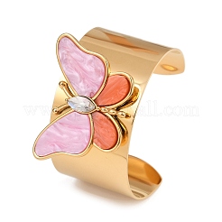 Braccialetti a polsino in acciaio inossidabile 304 e acrilico per donna&nbsp;BJEW-A049-05G-01