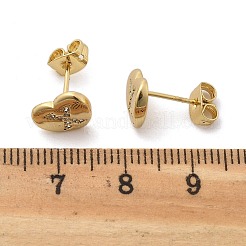 Boucles d'oreilles en laiton plaqué micro pavé de zircons cubiques transparents&nbsp;EJEW-K299-01G-X