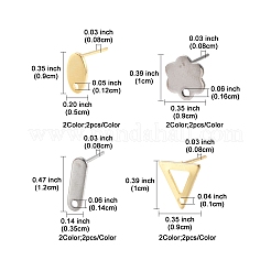 16 stücke 8 stile 201 edelstahl stud ohrring Zubehörse mit loch&nbsp;EJEW-FS0001-21