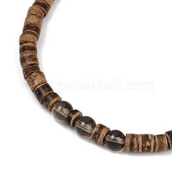 Stretch-Armbänder aus natürlichen Kokosnuss-Perlen mit flachen&nbsp;BJEW-JB11636-02