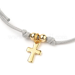 Bracelets à breloques ajustables en cordon tressé en polyester ciré&nbsp;BJEW-JB05547