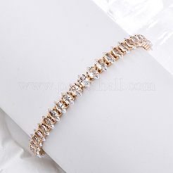 Messing Pavé klare Zirkonia Pferdeauge Box Kette Schieber Armbänder&nbsp;BJEW-YWC0002-06B-G