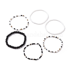 Set di braccialetti elastici con perline di semi di vetro&nbsp;BJEW-JB07175