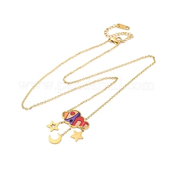 Colliers avec pendentifs en acier inoxydable 304 et plastique colorés en forme de nuage&nbsp;NJEW-U032-01G