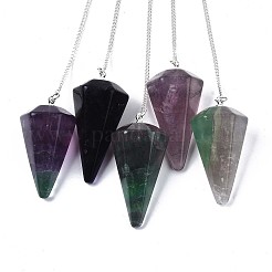 Pendoli da rabdomante a punta esagonale in fluorite naturale&nbsp;LS-G-T097-08