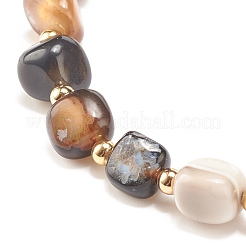 Bracelet extensible en perles rondes en agate noire naturelle (teinte)&nbsp;BJEW-JB08197-07