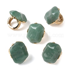 Bagues pour femmes en aventurine verte naturelle et alliage&nbsp;RJEW-G375-01G-02