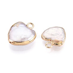 Ciondoli a forma di cuore in perle keshi naturali galvanizzate&nbsp;PEAR-P004-25KCG-01