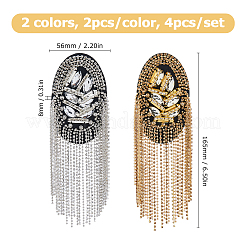 4 spallina con nappa in feltro e strass metallici di 2 colori&nbsp;DIY-HS0002-59