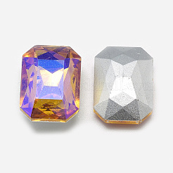 Cabochons en verre avec strass de dos avec point&nbsp;RGLA-T019-13x18mm-07