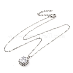 Quadratische Halsketten mit Pavé-Anhänger aus Messing mit Zirkonia für Damen&nbsp;NJEW-G156-02P-05