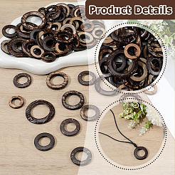 200 Stück 4 Stile Kokosnuss-Verbindungsringe&nbsp;COCO-SC0001-04