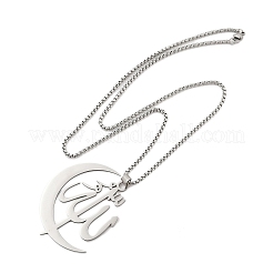 Collane a catena con ciondolo a forma di luna e arabo in acciaio inossidabile 201 per donna e uomo&nbsp;LS-NJEW-R013-02P