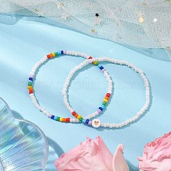 Ensemble de bracelets extensibles en perles de verre&nbsp;BJEW-JB10530-01