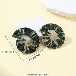 Pendientes de botón con estampado de leopardo y tela de aleación&nbsp;FS-WG748A0-01