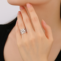4 bague en acier inoxydable 2 couleurs&nbsp;RJEW-GO0001-05