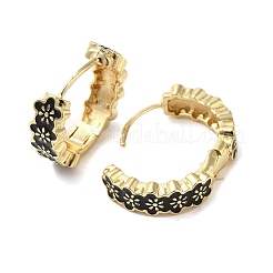 Orecchini a cerchio in ottone dorato a forma di fiore&nbsp;EJEW-L268-017G-01