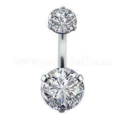 316L Chirurgenstahl Zirkonia Flache runde gebogene Hantel Bauchnabelringe&nbsp;WGC75B2-01