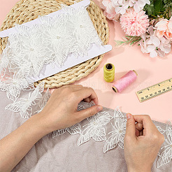 3 Yards Organza mit Spitzenbesatz aus Plastikperlenstickerei&nbsp;OCOR-MA0001-69
