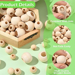 400 Stück 5 Stile natürliche unbehandelte Holzperlen&nbsp;WOOD-YW0001-64