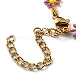 Bracelets à maillons floraux en acier inoxydable 304 doré plaqué ionique (IP) avec émail&nbsp;BJEW-E088-02G
