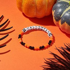 Bracelets extensibles en perles acryliques sur le thème d'halloween&nbsp;BJEW-JB09193-02