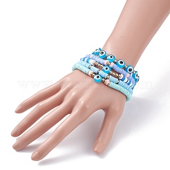 Set di braccialetti elastici con perline heishi in argilla polimerica 5 pz 5&nbsp;BJEW-JB07540-02